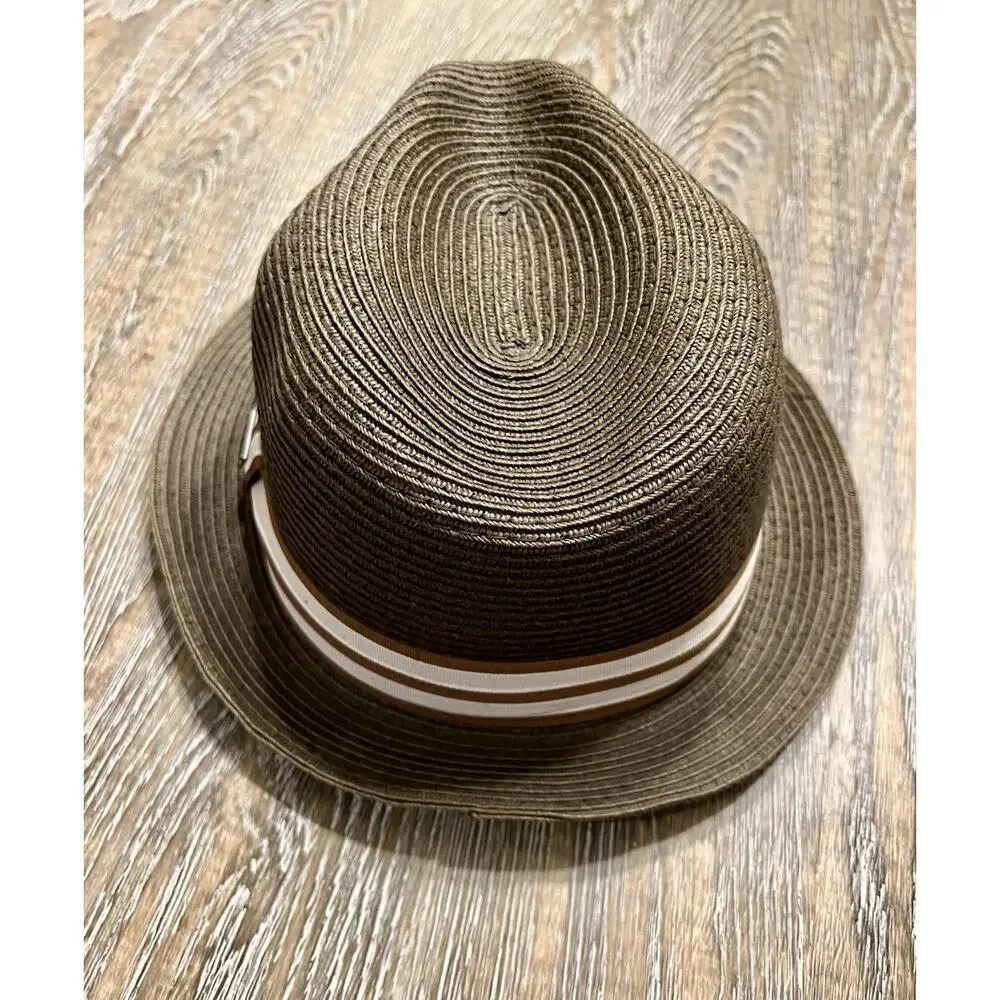 Vintage Men’s 100% Paper Straw Brown Fedora Ribbon One‎ Size